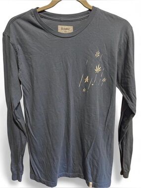 Altamont Slate-Blue Long Sleeve Tee with White Leaf Accents